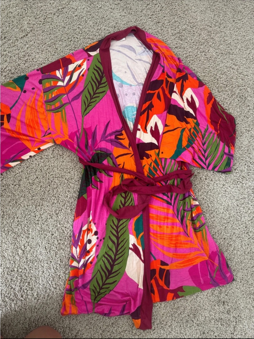 Soma Fuchsia Multi Tropical Print Wrap Robe